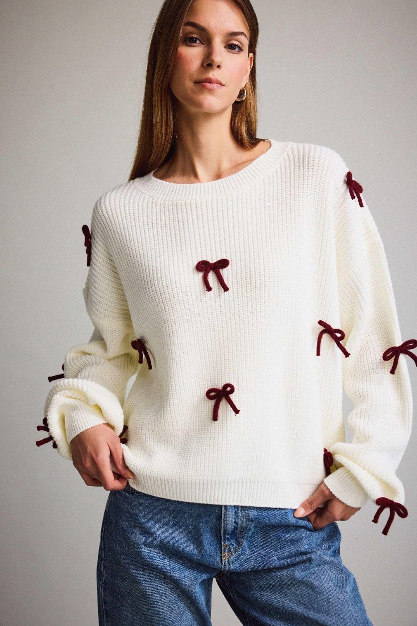 Woman Ecru Oversize Fit Cardigan