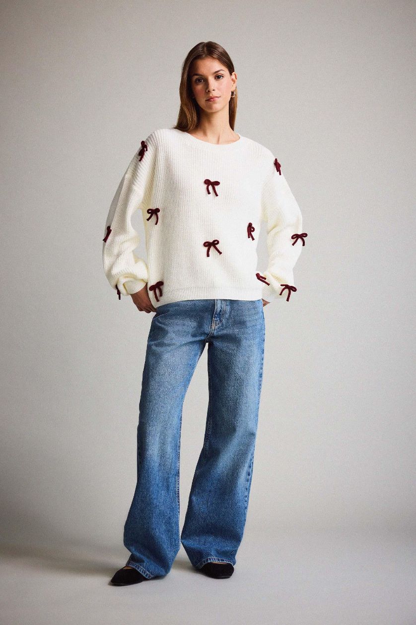 Woman Ecru Oversize Fit Cardigan