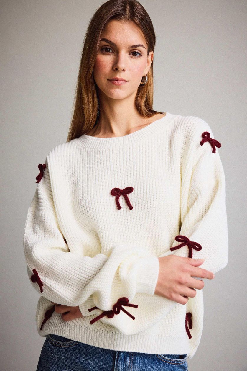 Woman Ecru Oversize Fit Cardigan