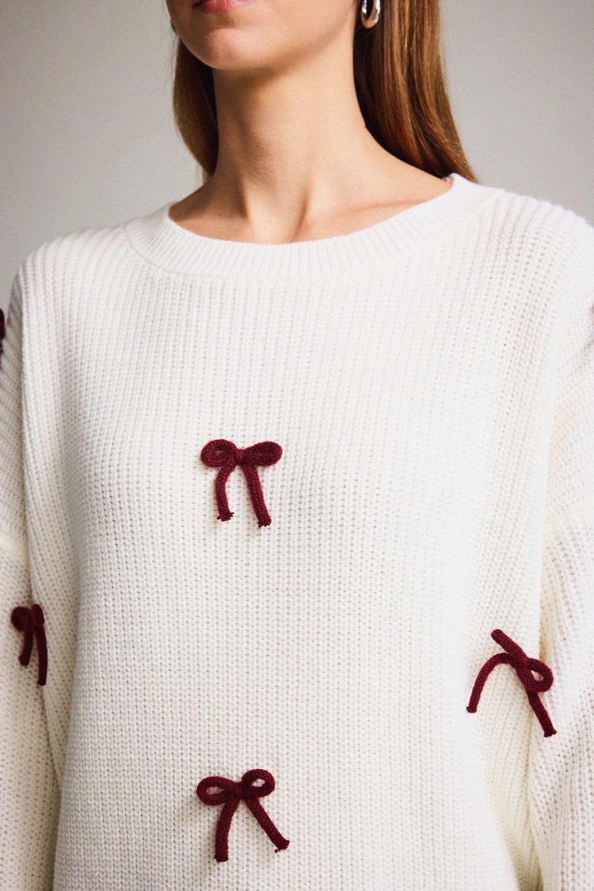 Woman Ecru Oversize Fit Cardigan