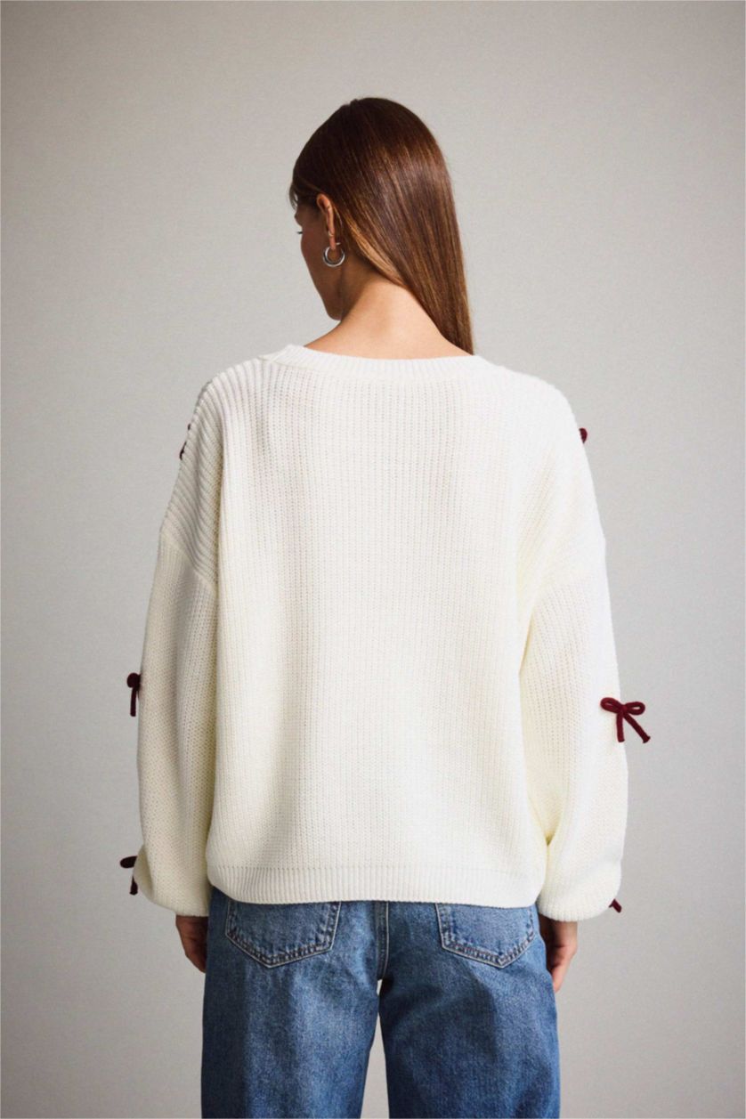 Woman Ecru Oversize Fit Cardigan