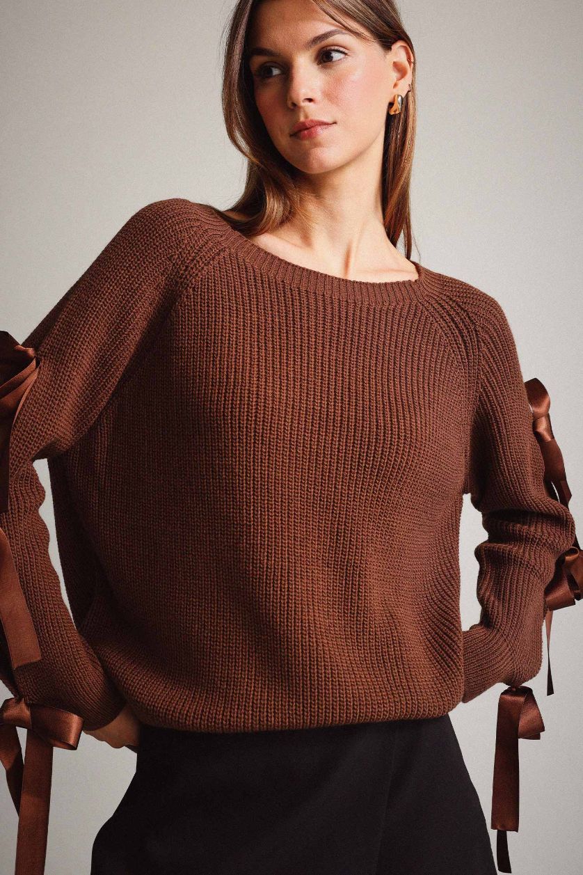 Woman Brown Oversize Fit Cardigan