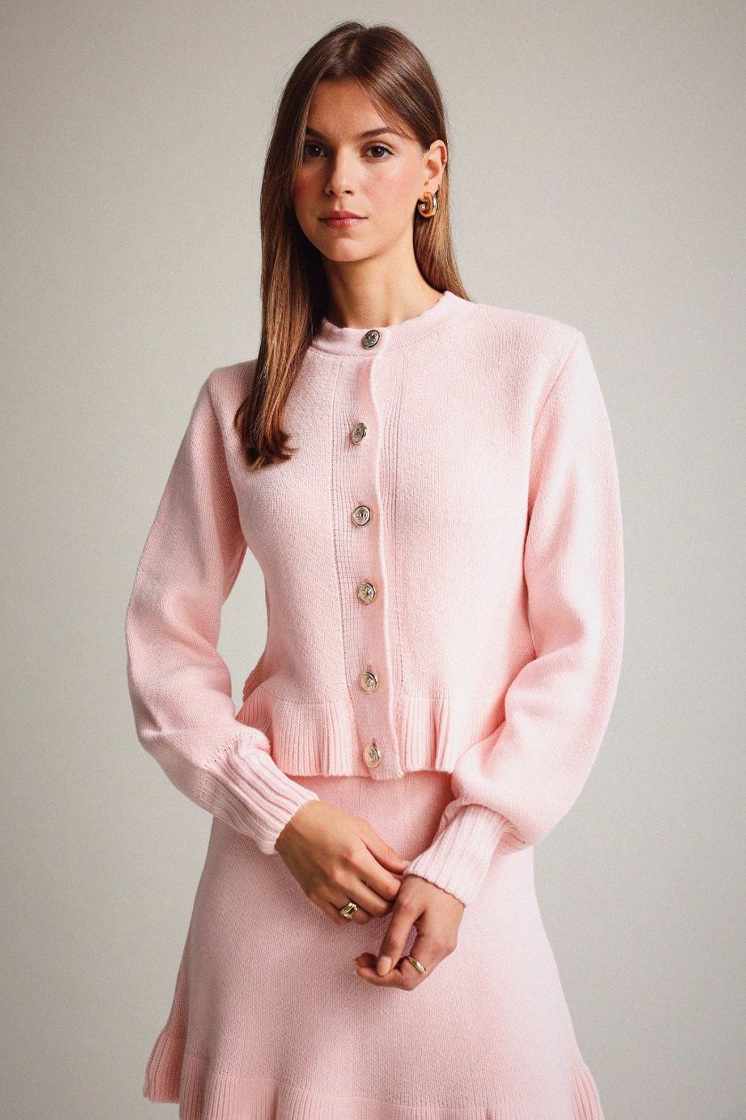 Woman Pink Slim Fit Cardigan