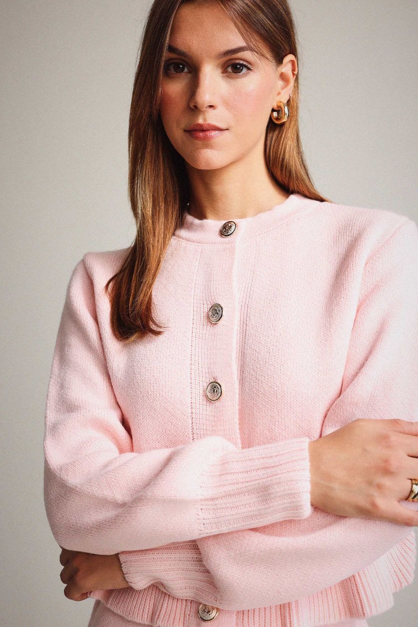 Woman Pink Slim Fit Cardigan