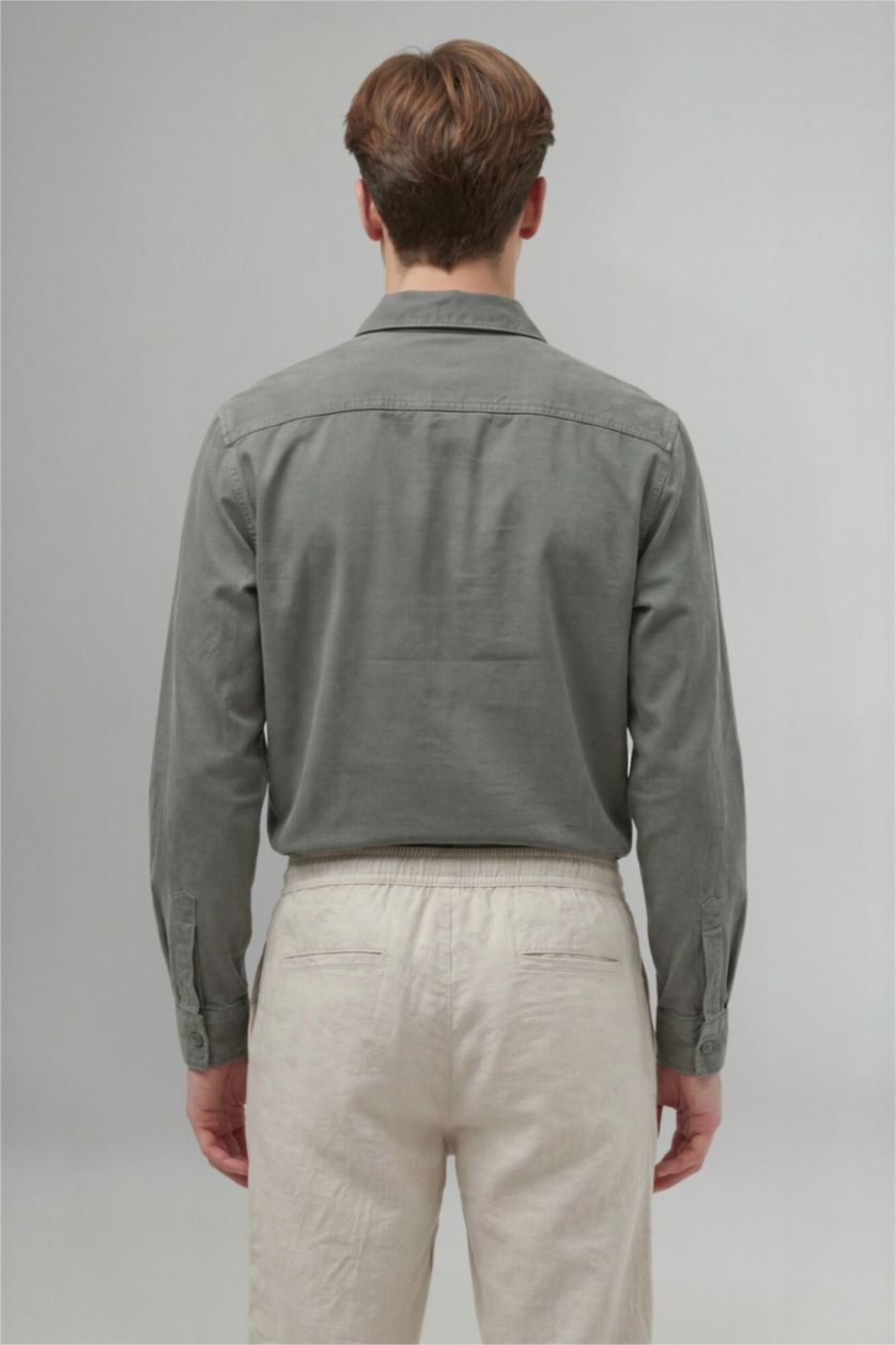Мужчины Антрацит Куртка-рубашка из твила Boxy Fit с воротником поло