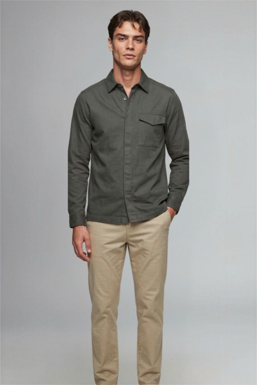 Ерлер Қоңыр Boxy Fit поло жағалы твил жейде куртка