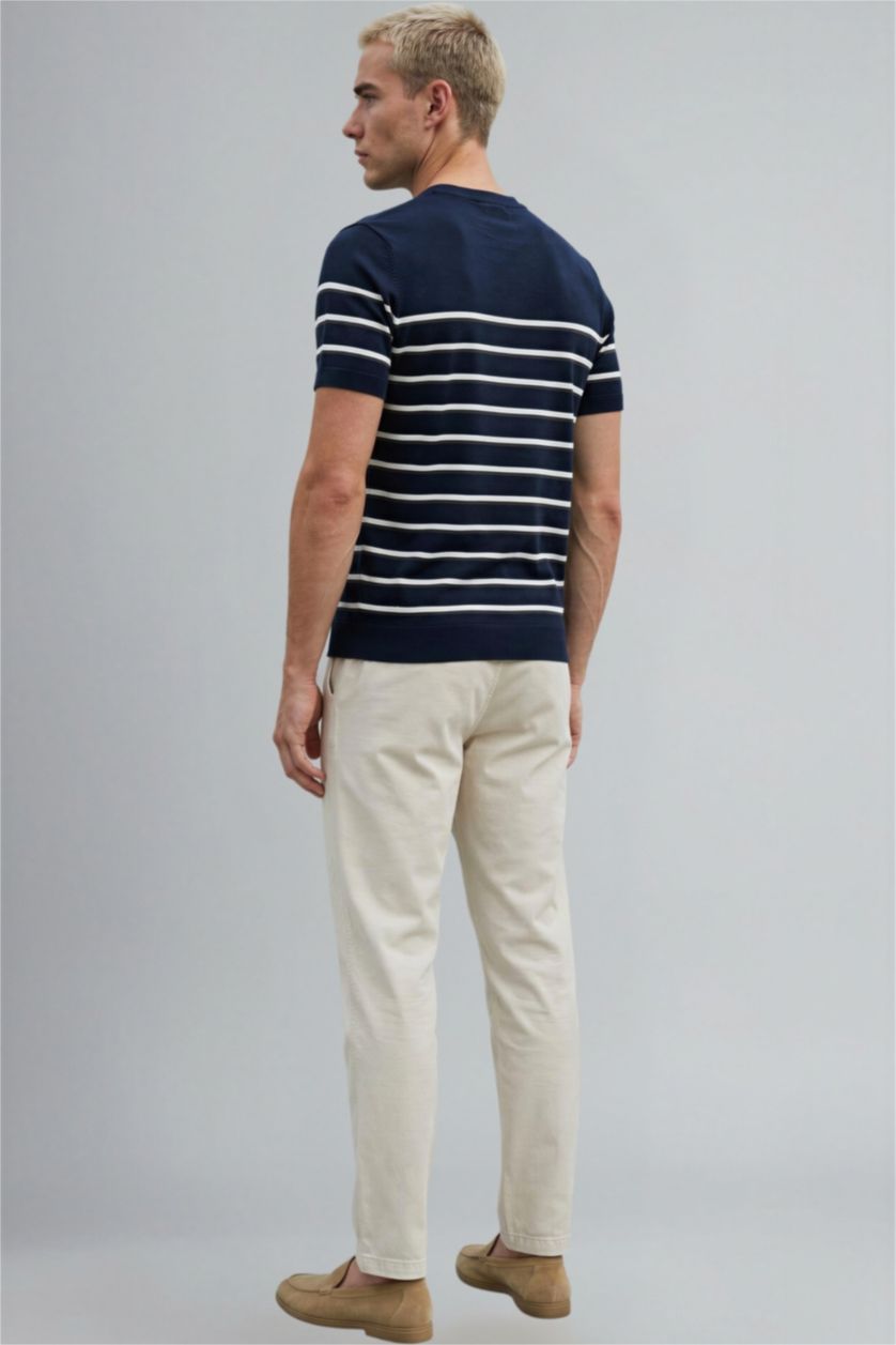 رجالي اللون الحجري بنطلون قطن باجي فيت