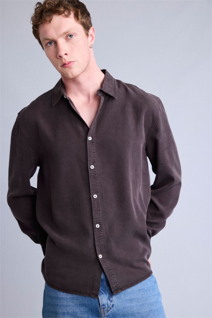 Мужчины Коричневый Рубашка Regular Fit