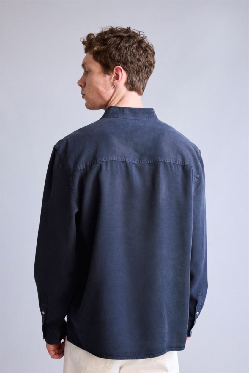 Мужчины Синий Рубашка Regular Fit