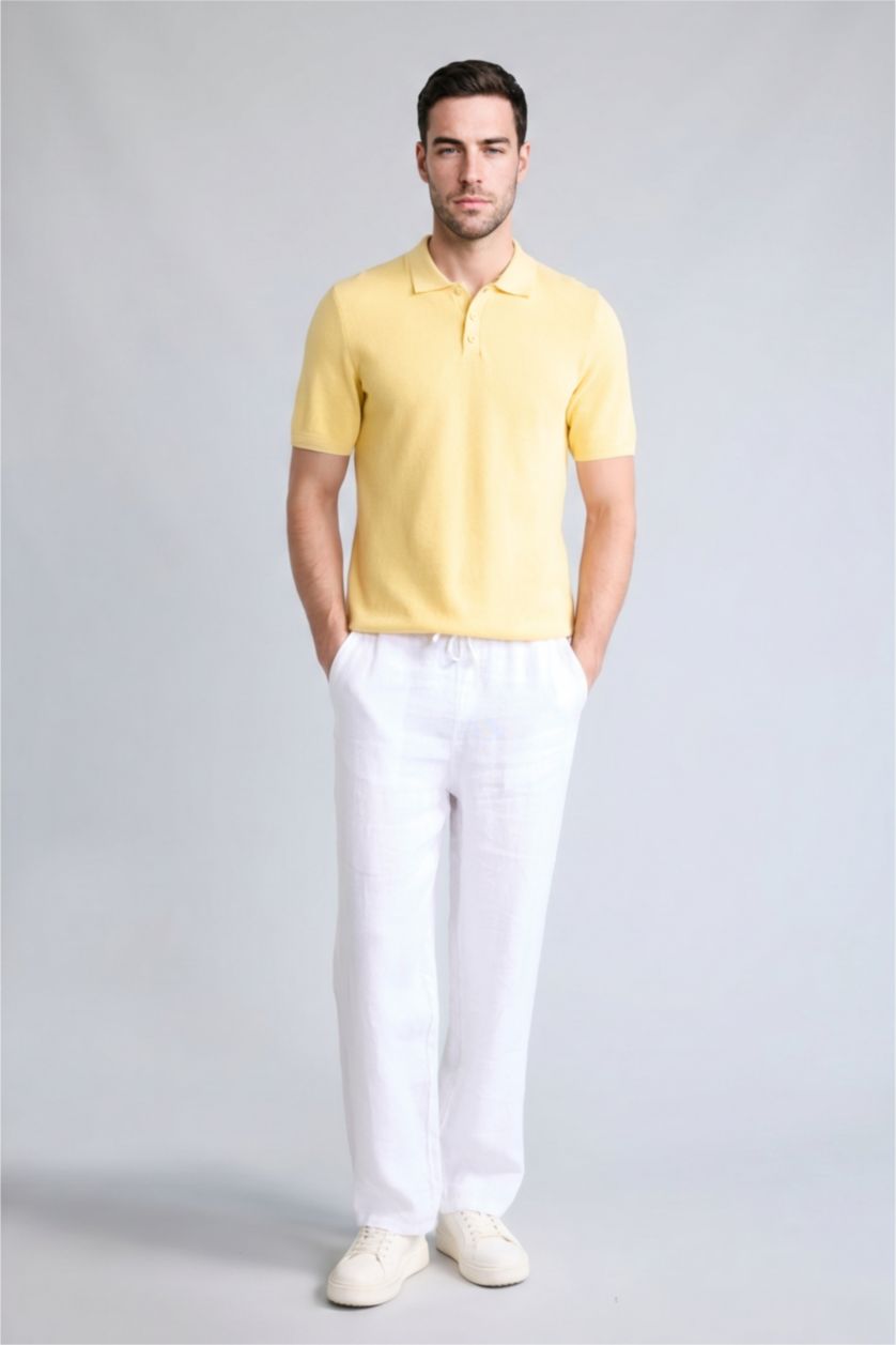 Erkek Sarı Standart Fit Kısa kollu Polo Tişört