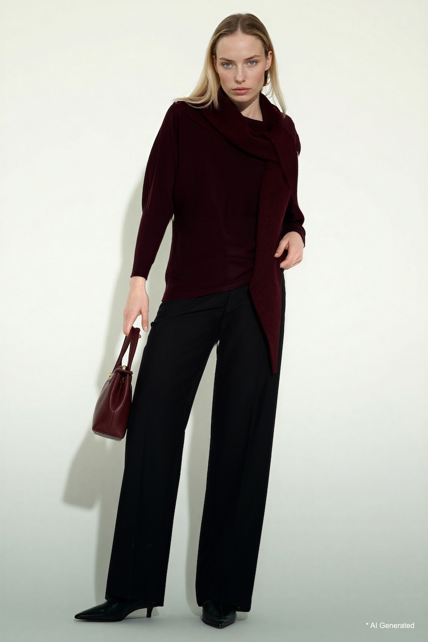 Women Dark Bordeaux Knitwear Pullover