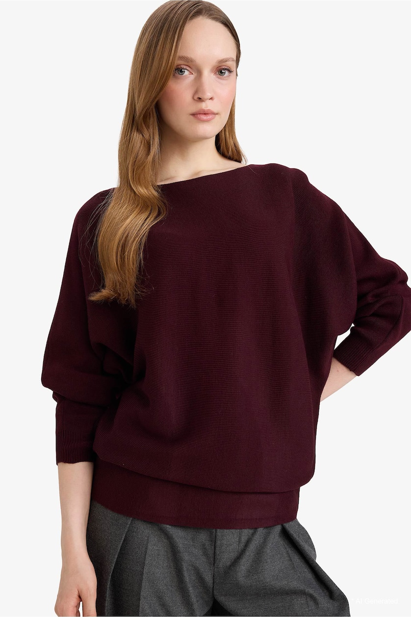 Women Dark Bordeaux Knitwear Pullover