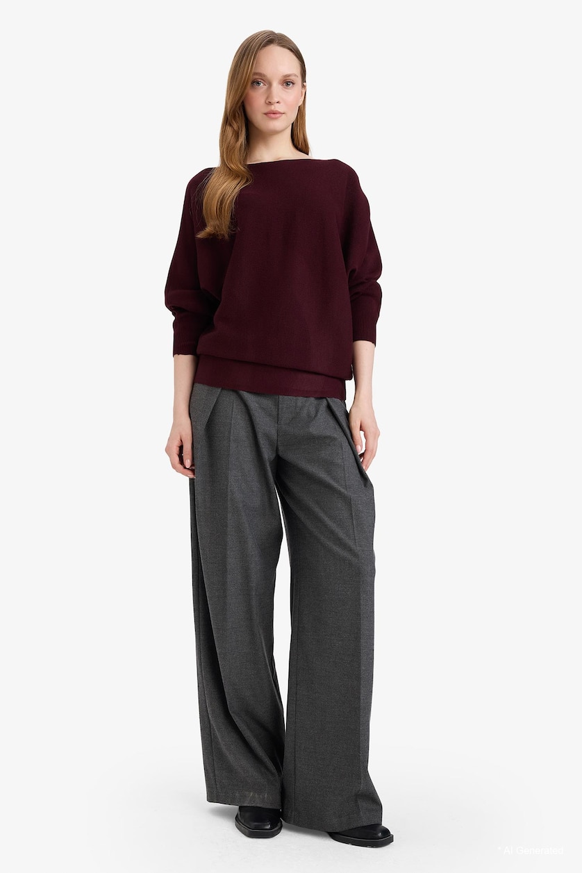 Women Dark Bordeaux Knitwear Pullover
