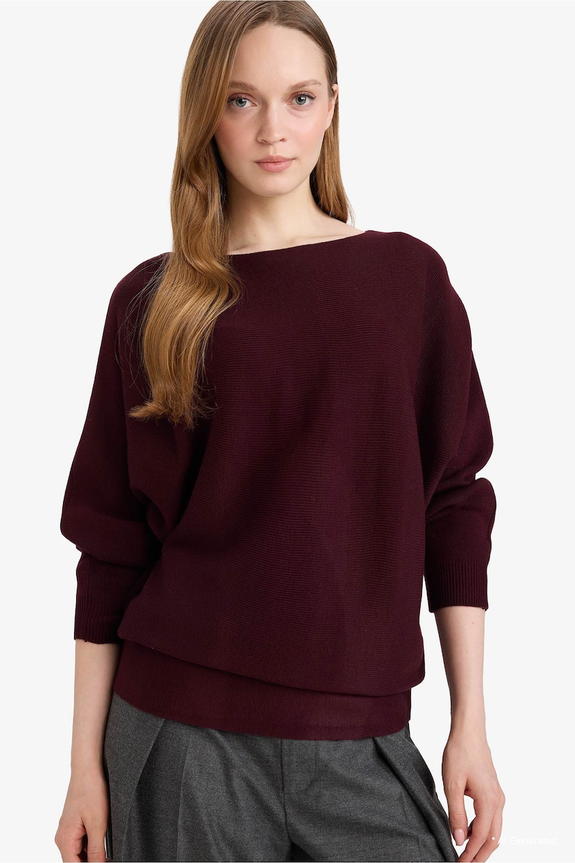 Women Dark Bordeaux Knitwear Pullover