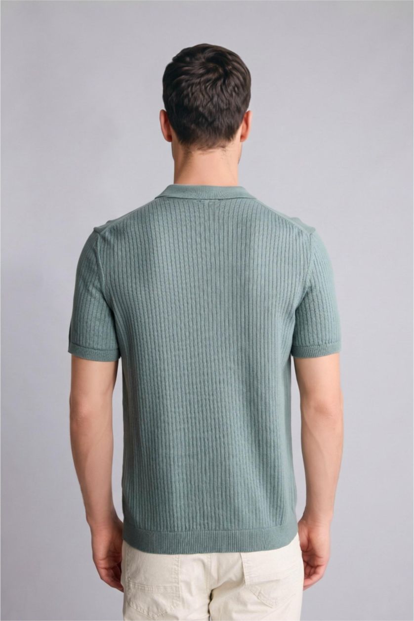 Erkek Mint Standart Fıt Kısa Kollu Polo Tişört