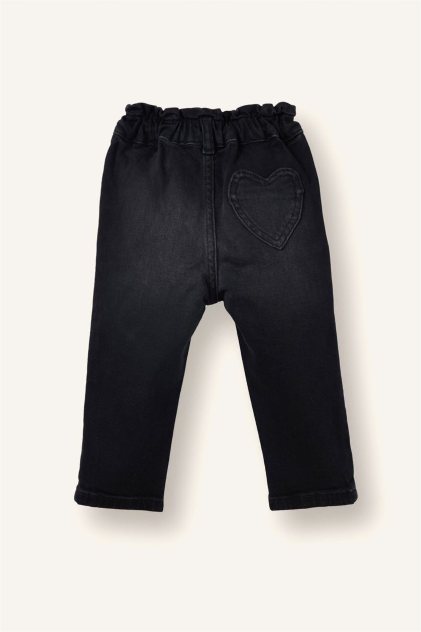 Kız Bebek Siyah Paperbag İspanyol Paça Jean Pantolon Kız Bebek