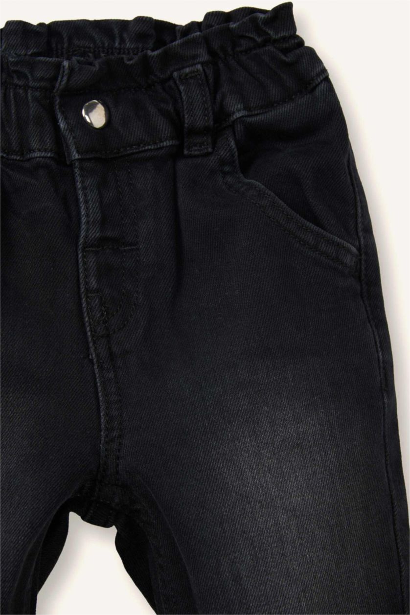 Kız Bebek Siyah Paperbag İspanyol Paça Jean Pantolon Kız Bebek