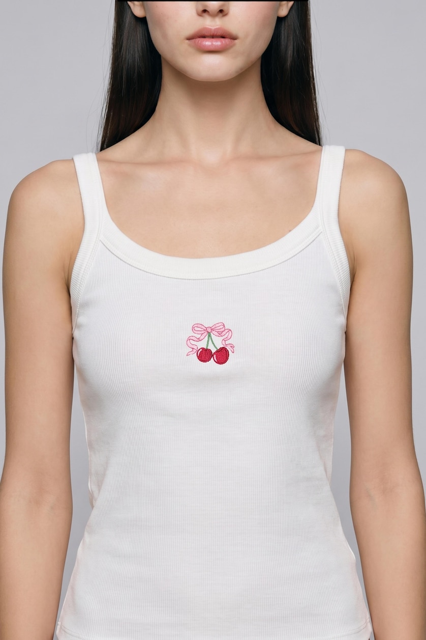 نساء أحمر Printed Ribana Tank Top