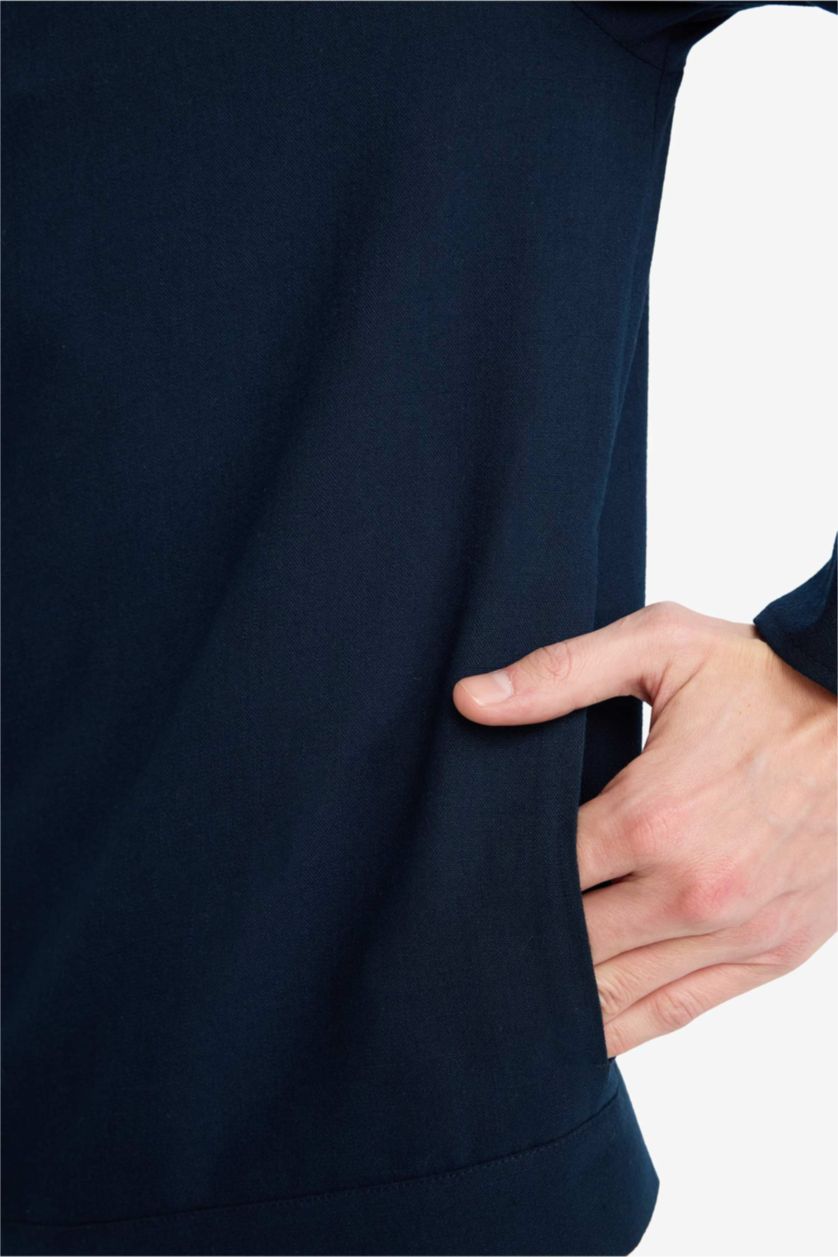 رجالي كحلي جاكيت قصة عادية بياقة قميص ونص بطانة