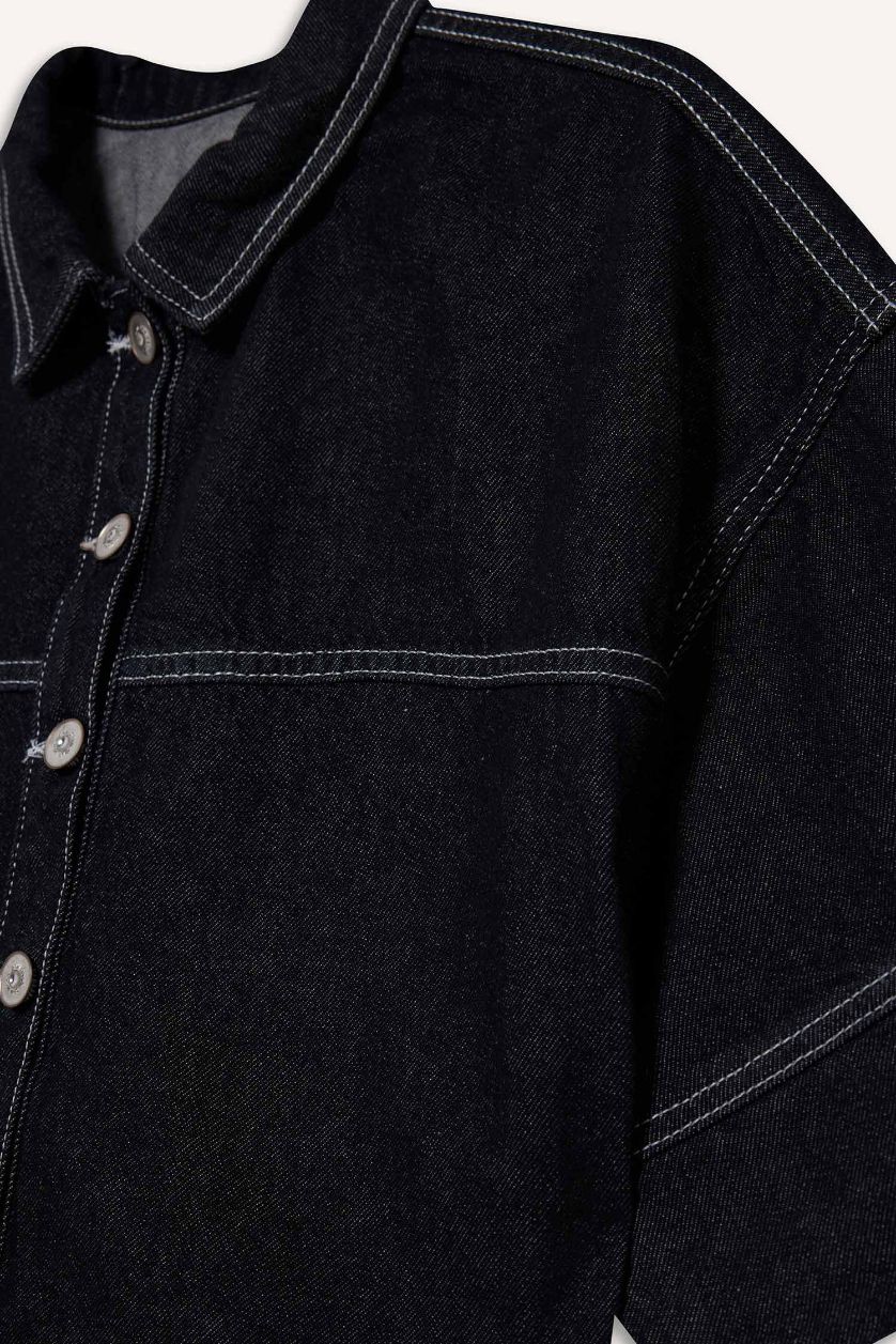 Kız Çocuk - Genç Kız Siyah Düğmeli Denim Ceket Kız Çocuk