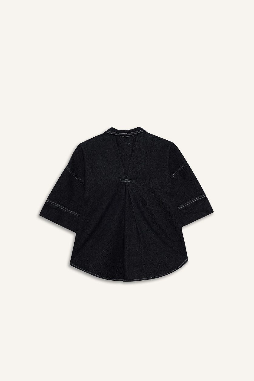 Kız Çocuk - Genç Kız Siyah Düğmeli Denim Ceket Kız Çocuk