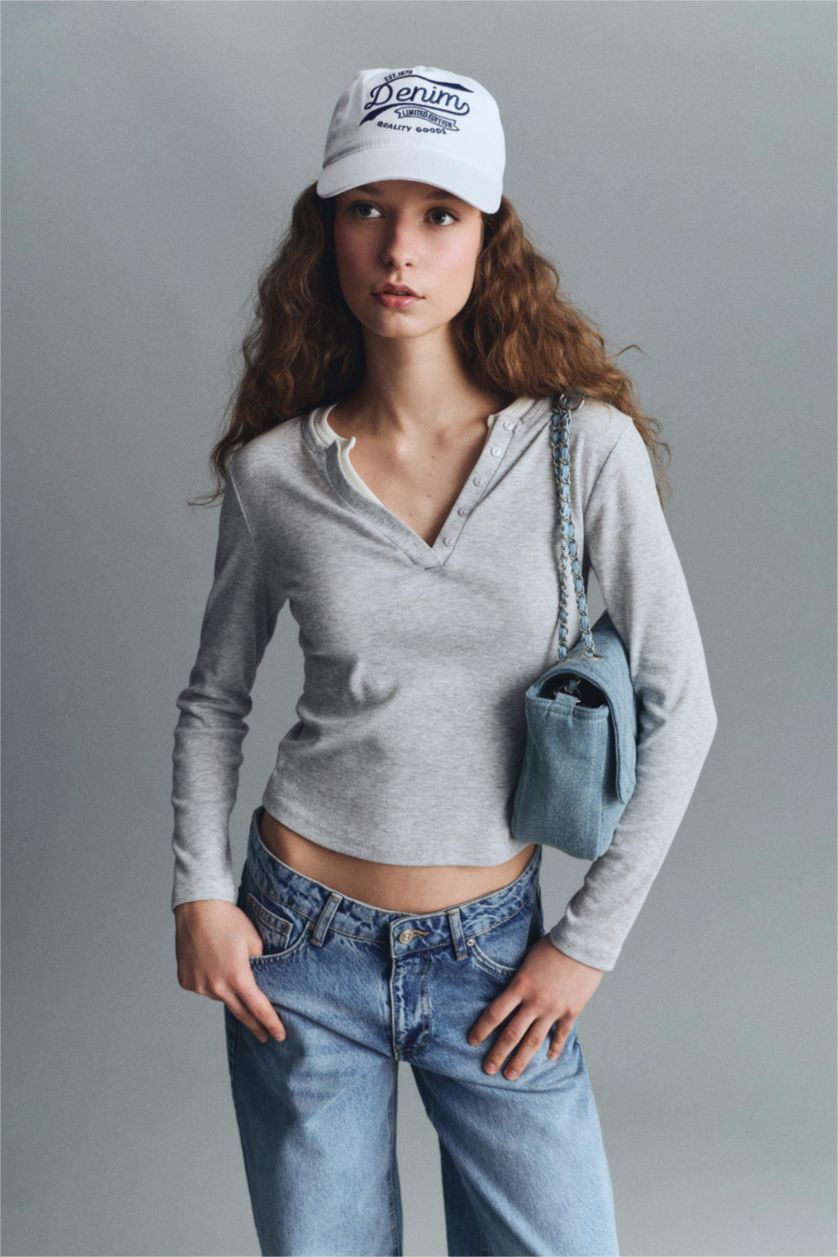 Woman Grey Melange Woman Long Sleeve T-Shirt