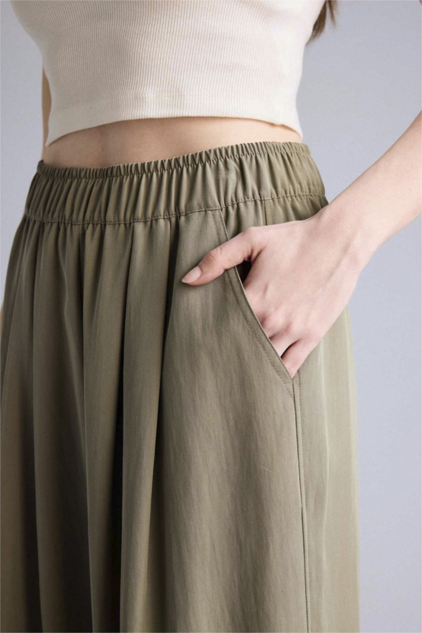 Әйелдерге хаки кең аяқ Шалбар