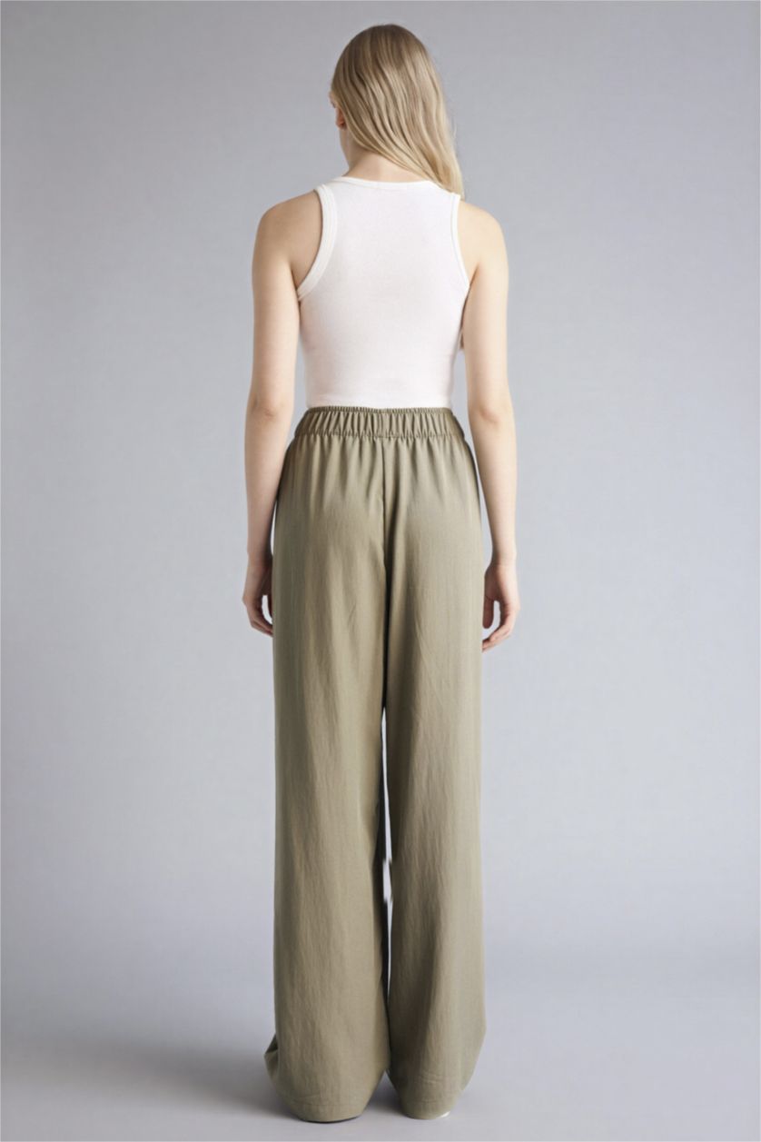 Әйелдерге хаки кең аяқ Шалбар