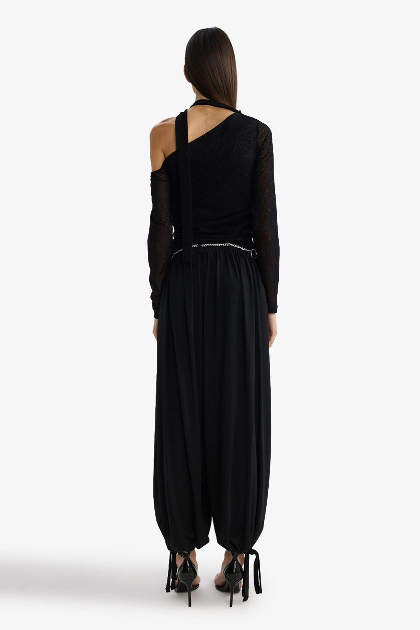 نساء أسود بنطلون بالون فيت وخصر عادي