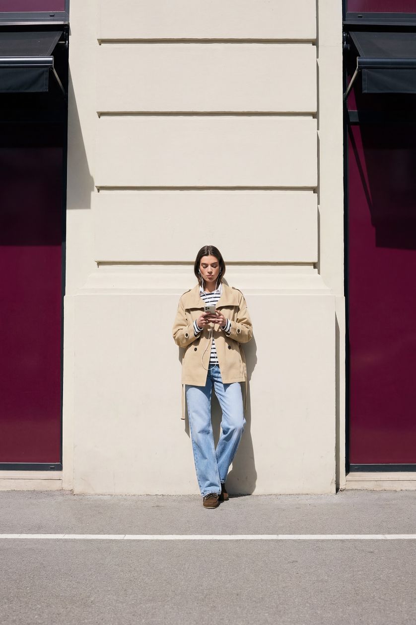 WOMAN Light Indigo Straight Fit Denim Trousers