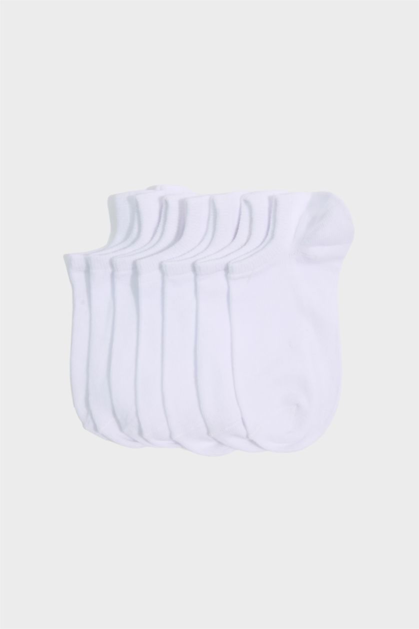 Kadın Beyaz Kadın 7'li Pamuklu Sneaker Çorap