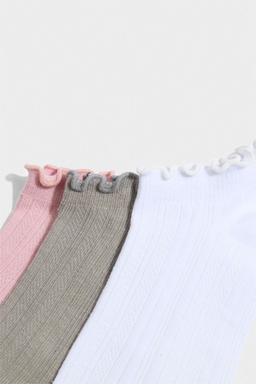 FEMME Karma Lot de 3 Chaussettes invisibles en coton à volants pour femme