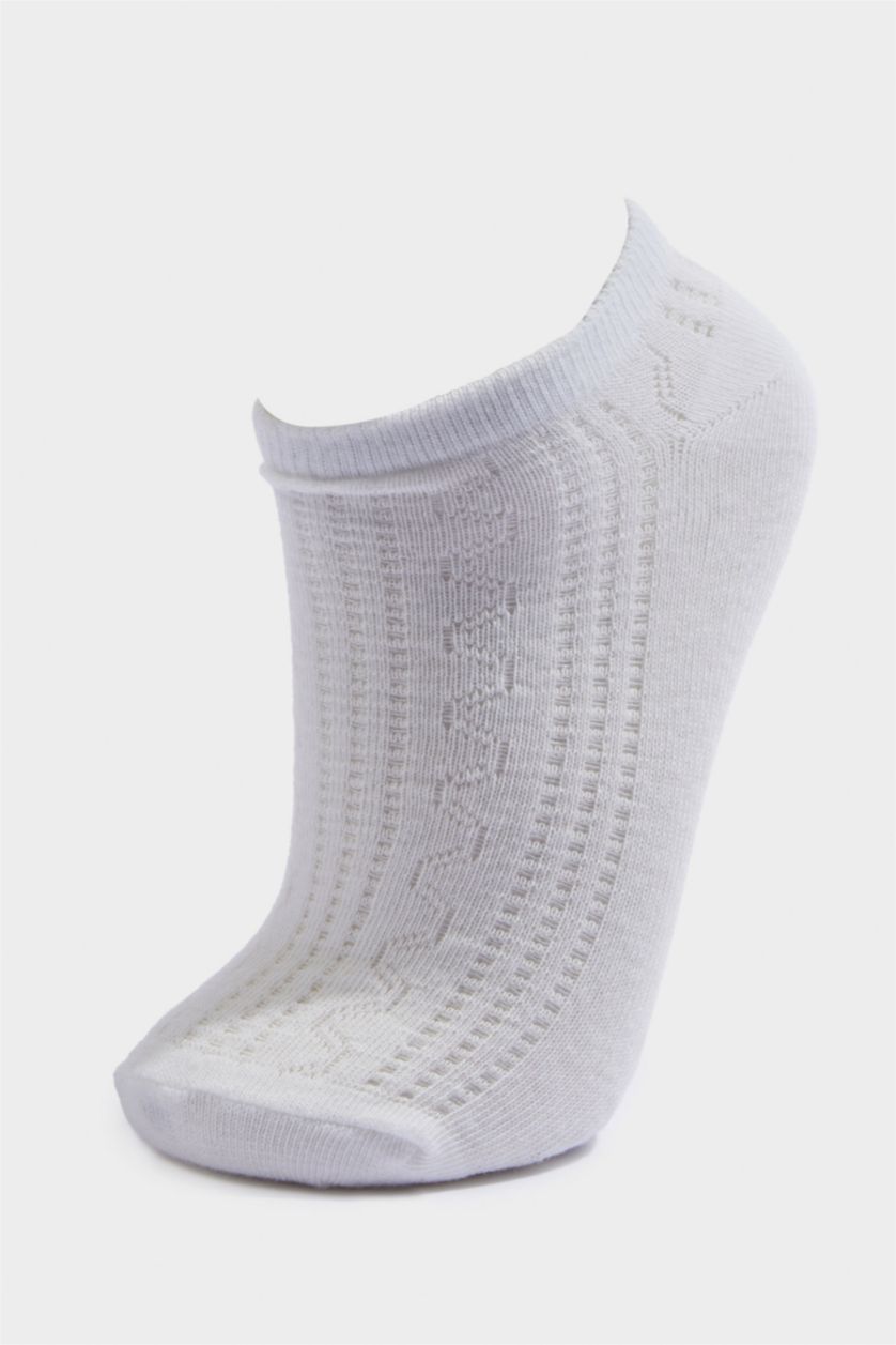 Woman White 3 piece Cotton Short Socks