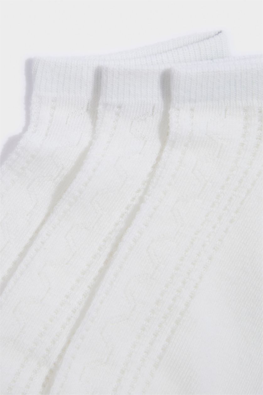 Woman White 3 piece Cotton Short Socks