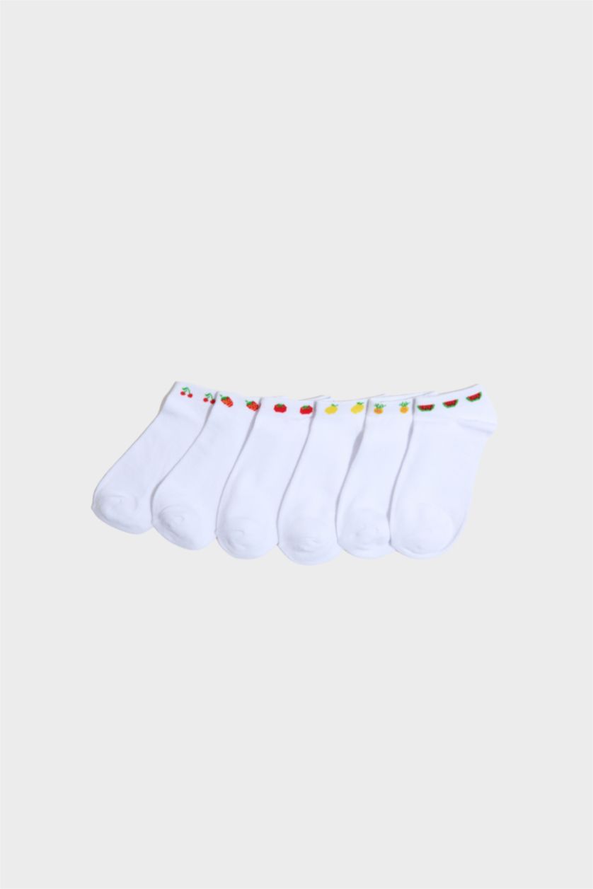 Woman White 7 piece Cotton Short Socks