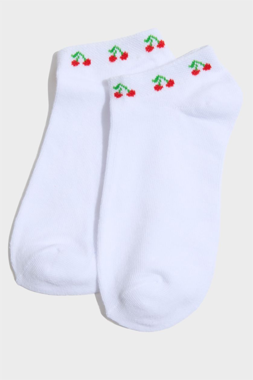 Woman White 7 piece Cotton Short Socks