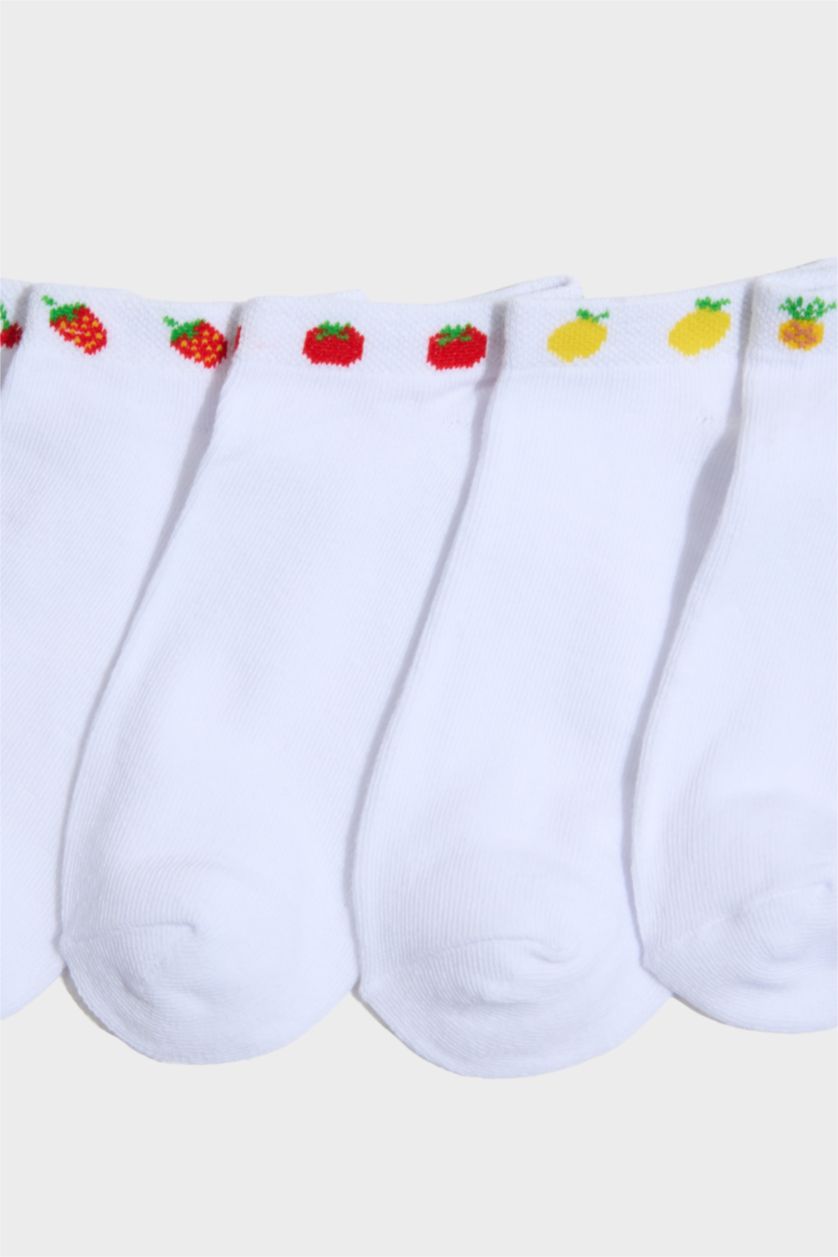 Woman White 7 piece Cotton Short Socks