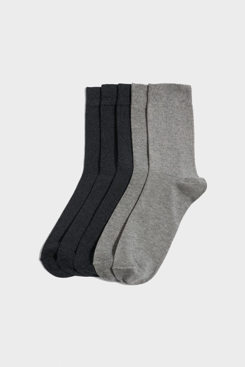 Kadın Gri Kadın 5'li Pamuklu Uzun Çorap