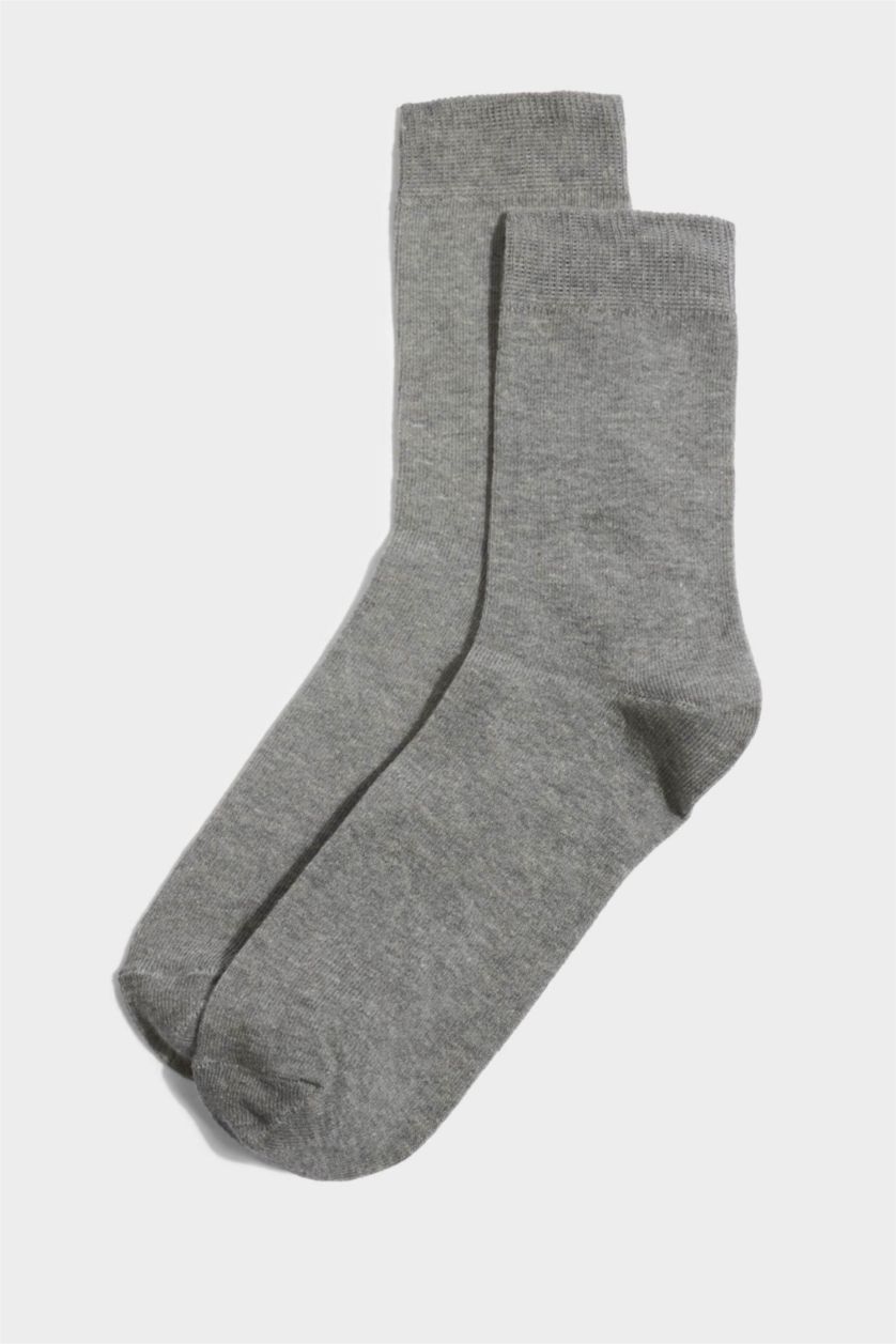 Kadın Gri Kadın 5'li Pamuklu Uzun Çorap