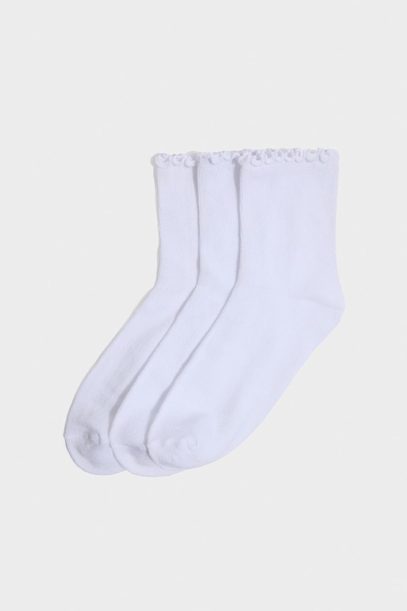 Kadın Beyaz Kadın Dikişsiz 3'lü Bambu Soket Çorap
