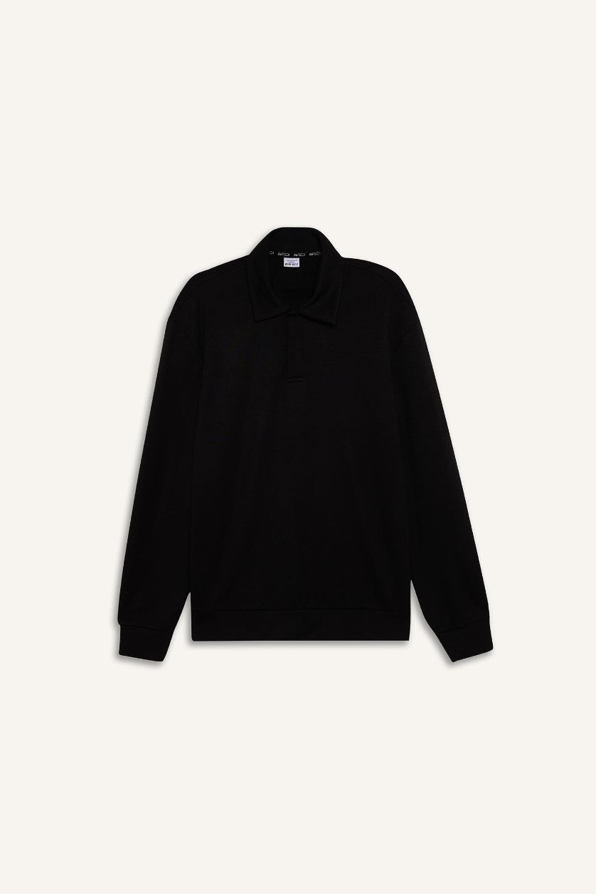 رجال أسود سويت شيرت رياضي قصة عادية بياخة بولو