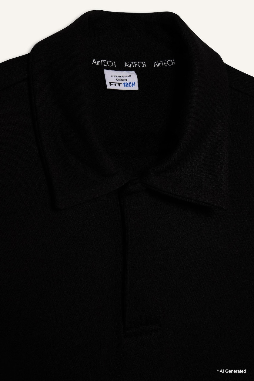 Erkek Siyah Standart Fit Polo Yaka Modal Sporcu Sweatshirt
