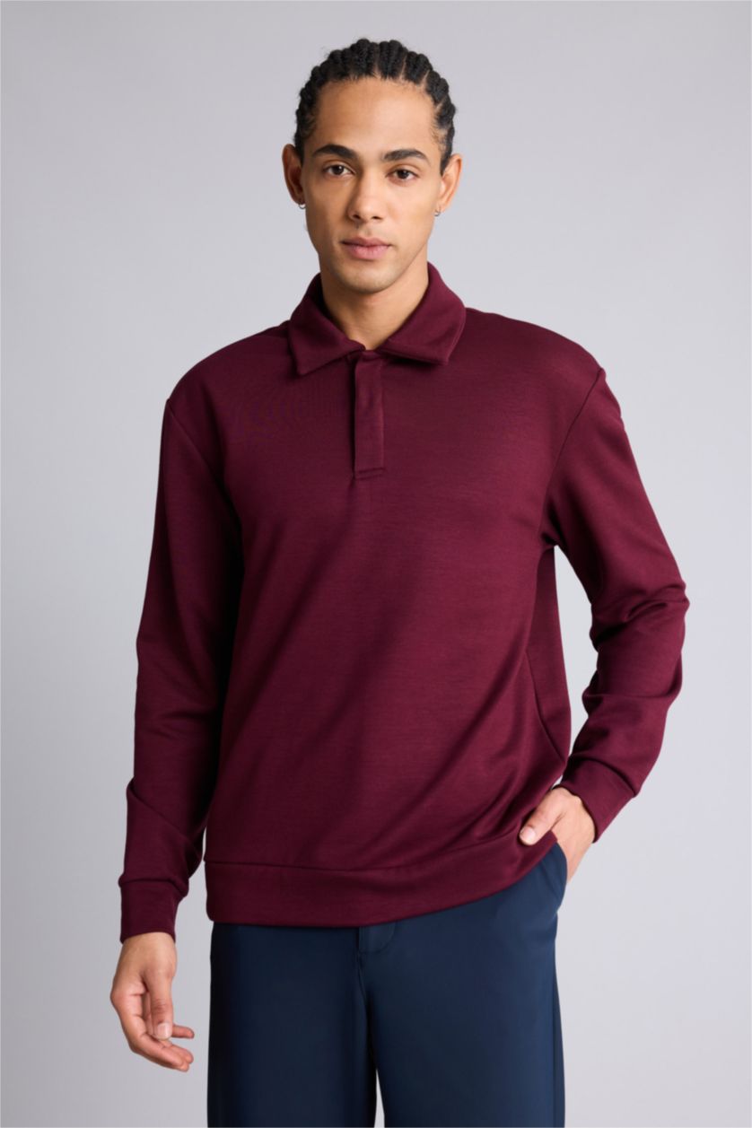 رجال خمري سويت شيرت رياضي قصة عادية بياخة بولو