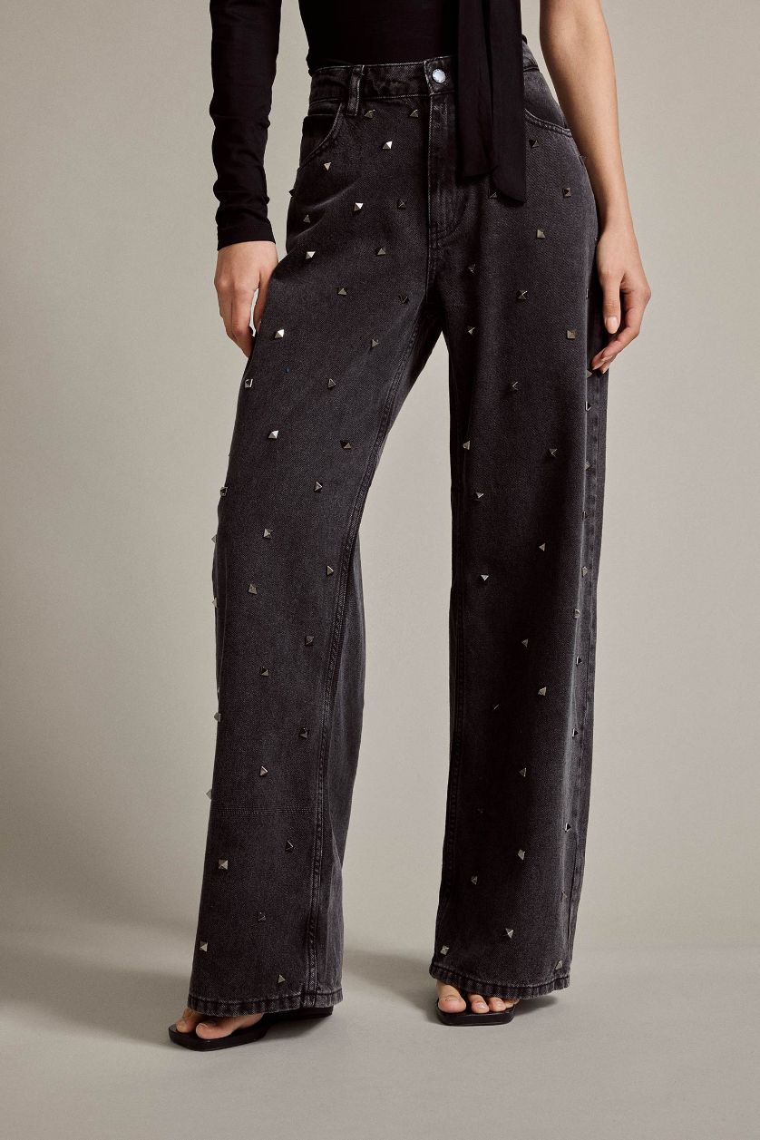 Woman Black Relax Fit Denim Trousers