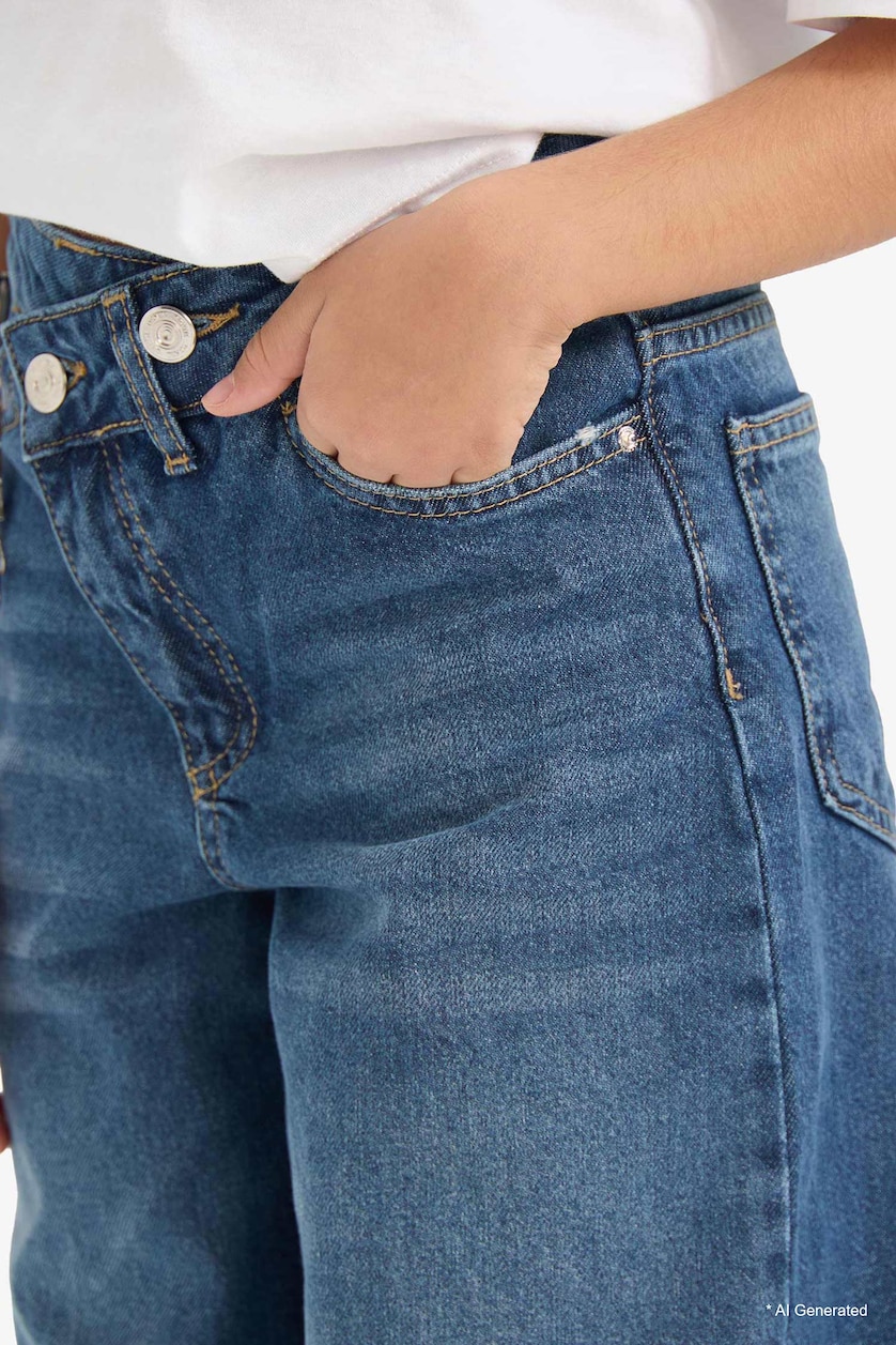 Девочки и подростки Голубрй Джинсы Wide Leg