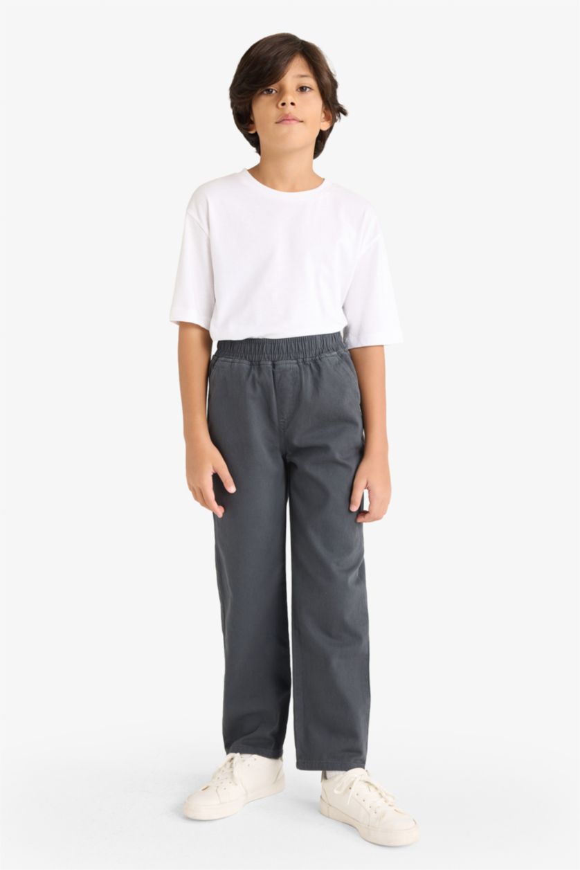 BOYS & TEENS Anthracite Boy Waist Elastic Gabardine Trousers