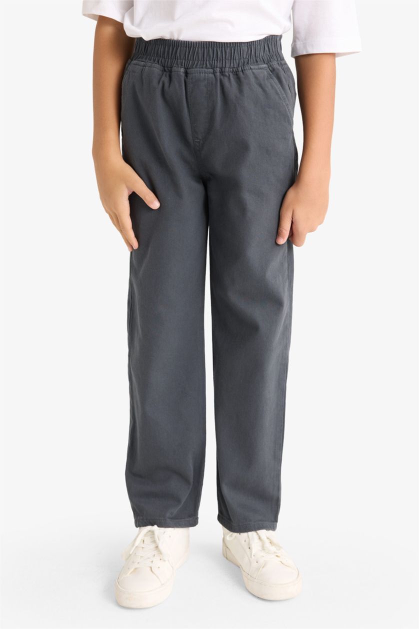 BOYS & TEENS Anthracite Boy Waist Elastic Gabardine Trousers