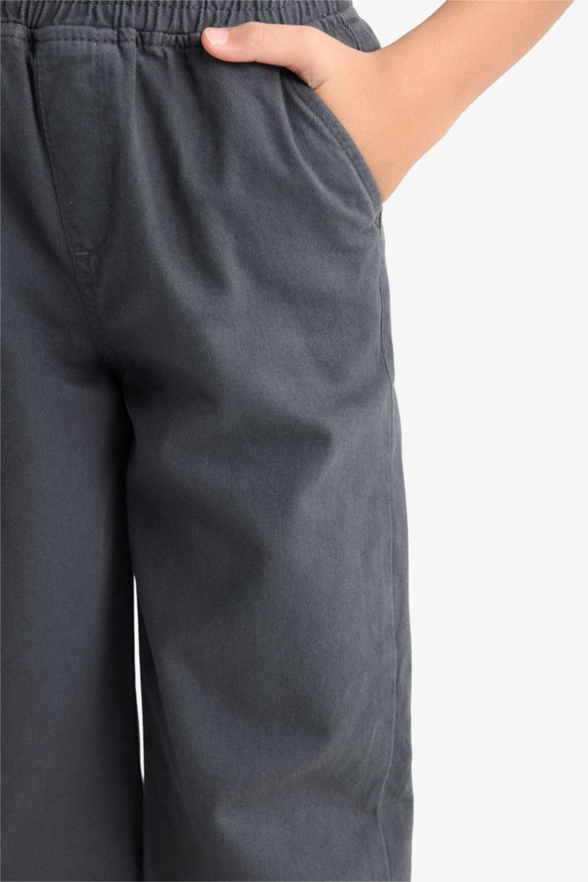 BOYS & TEENS Anthracite Boy Waist Elastic Gabardine Trousers