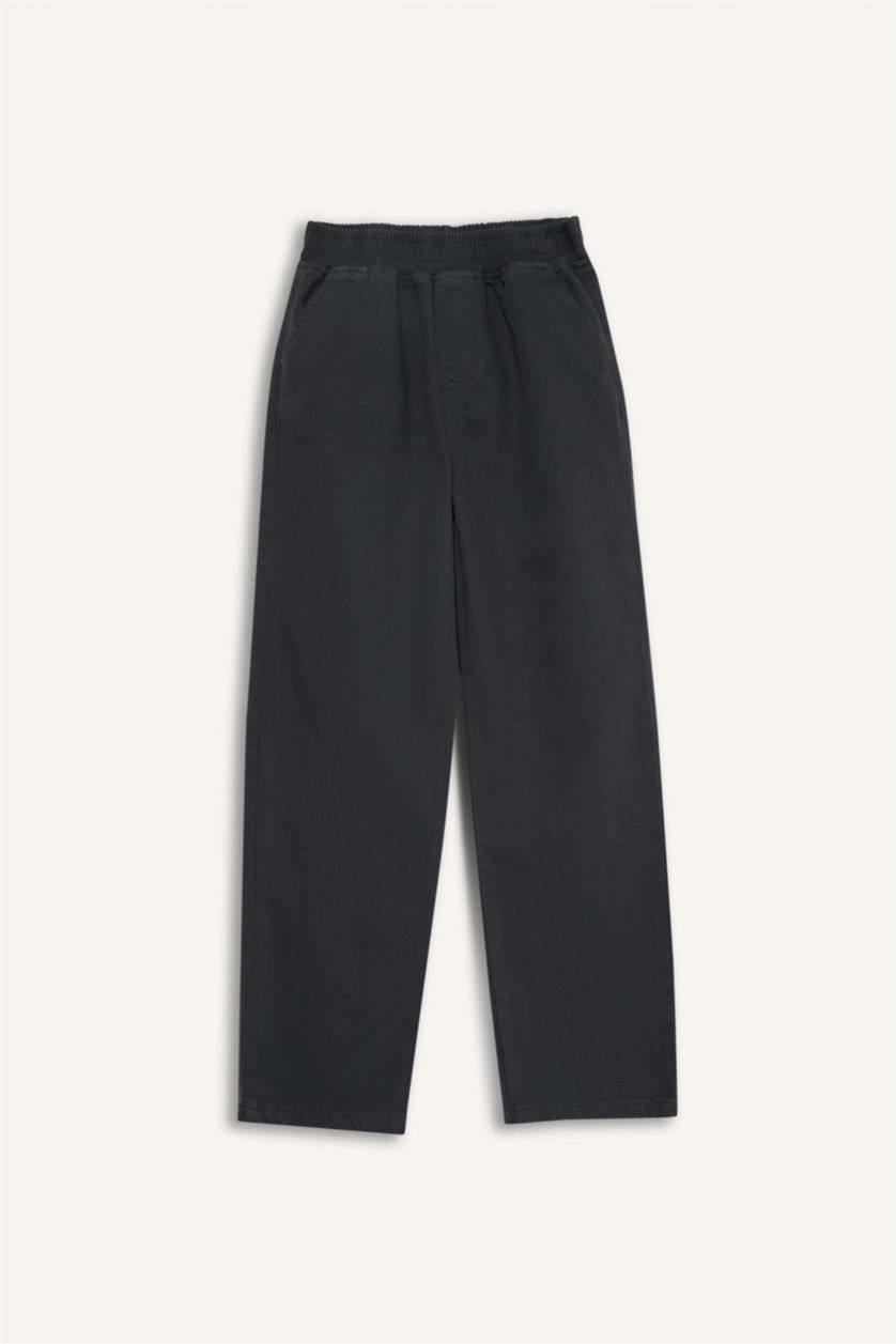 BOYS & TEENS Anthracite Boy Waist Elastic Gabardine Trousers