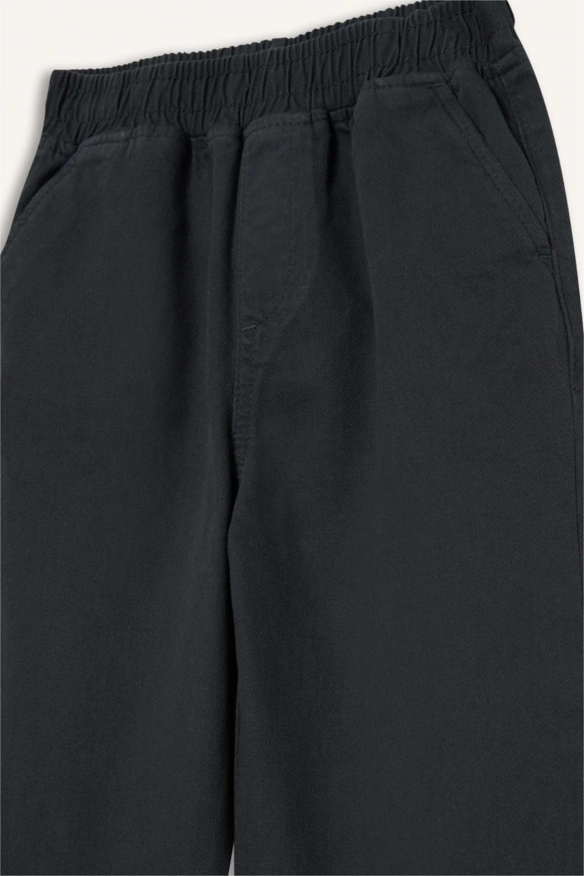 BOYS & TEENS Anthracite Boy Waist Elastic Gabardine Trousers